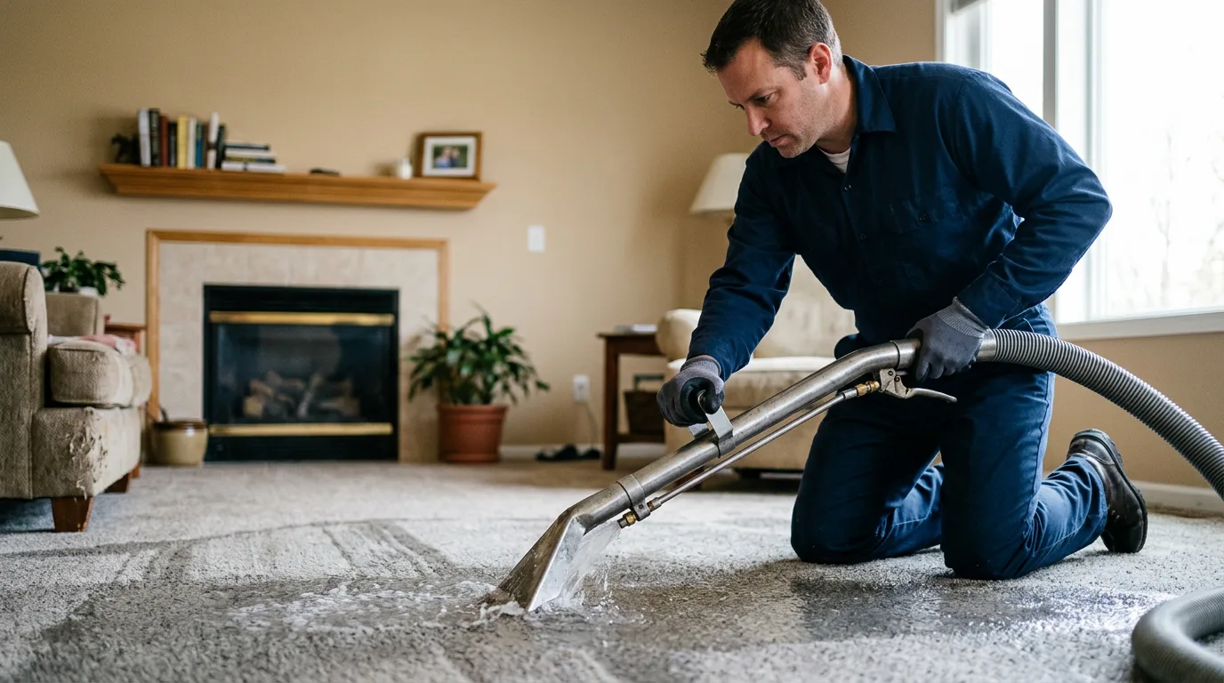 Water damage restoration technician working near Delta, AL